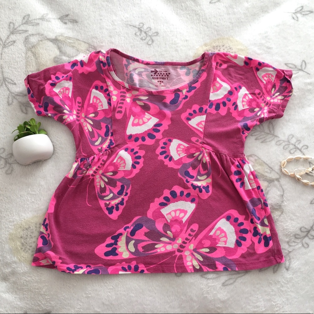 Girls Old Navy Pink Butterfly Shirt Medium(8) 🦋